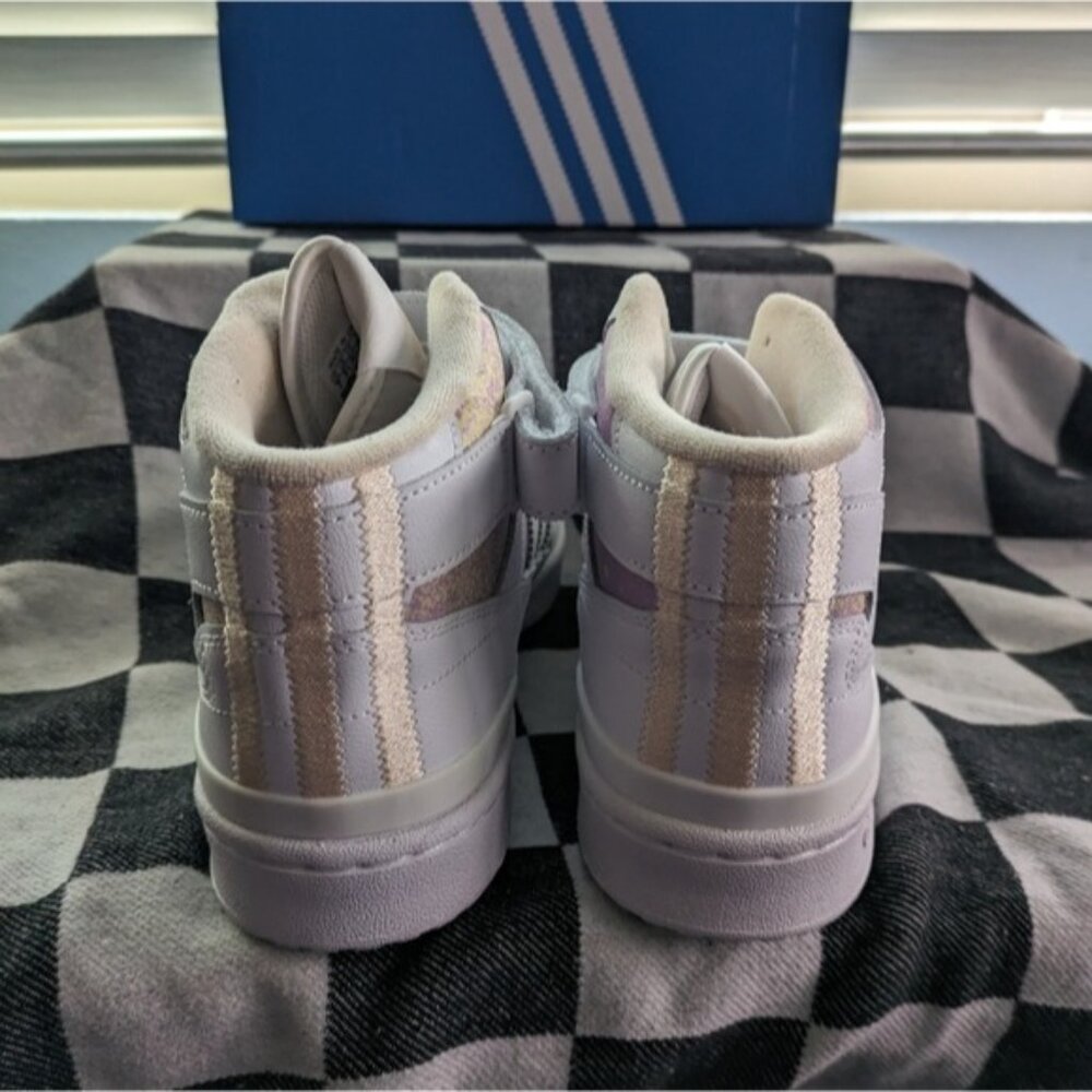 Adidas Women's Forum Mid Originals White Yellow Pink HP3013 Strap Pastel 032026 - Picture 8 of 14